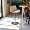FurniFact,Adjustable Cream Swivel Bar Stool with Walnut Veneer and Chrome Base - 4 of 4