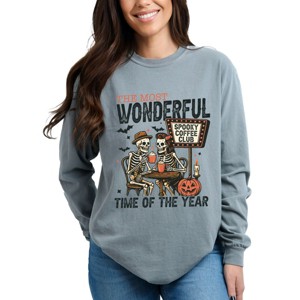 Halloween Wonderful Time of the Year Skeletons - Garment Dyed Long Sleeve - 1 of 3