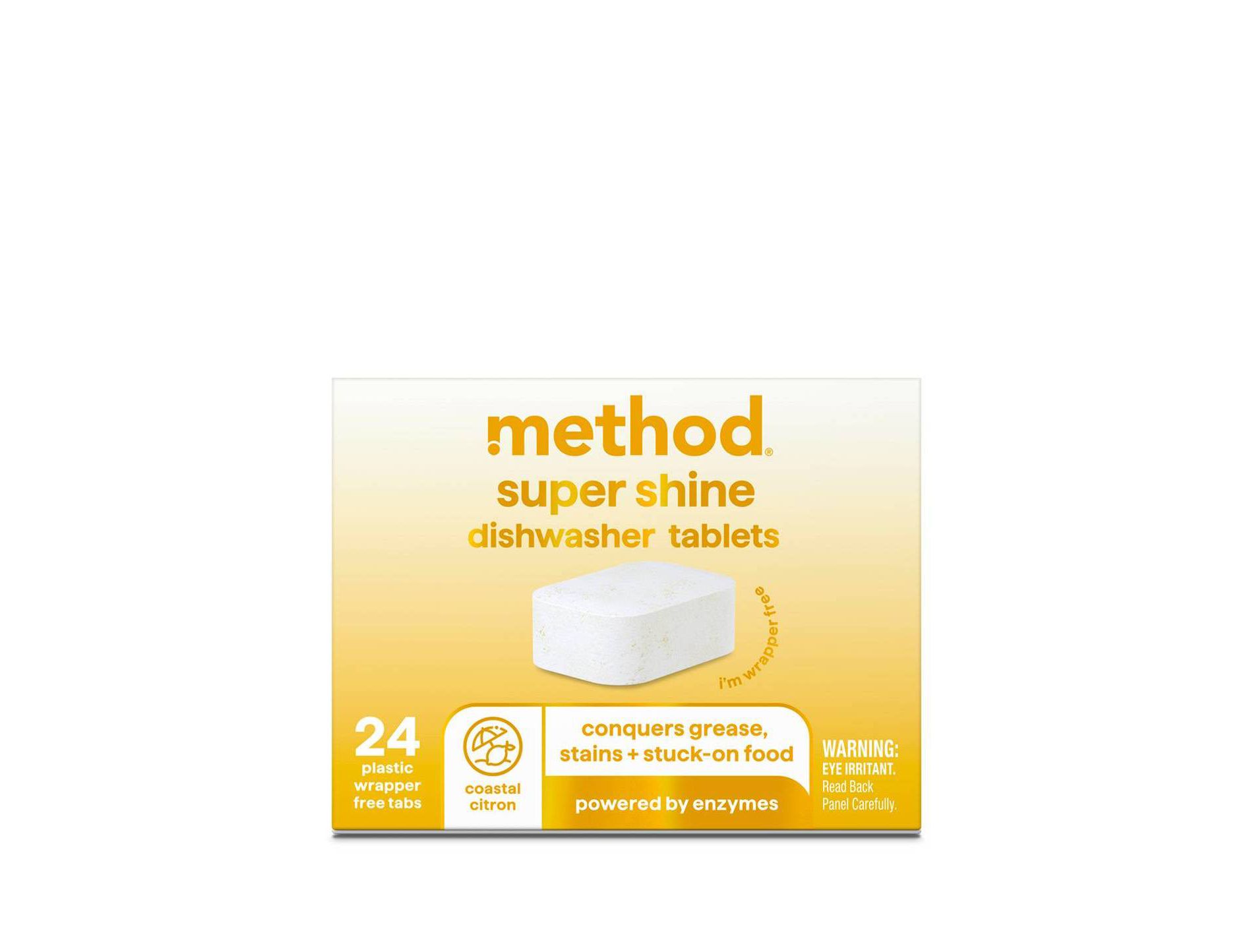 Method Super Shine Dishwasher Tablets Powered by Enzymes Coastal Citrus - 24pk: Box, Multi-Surface