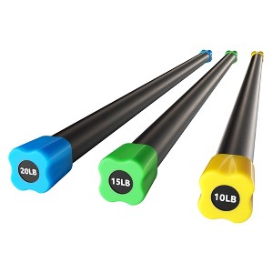 Signature Fitness Total Body Workout and Exercise Weighted Bar with Padded Grip Handle and Steel Core for Fitness and Recreation, Multicolor, 3 Pack - 1 of 4