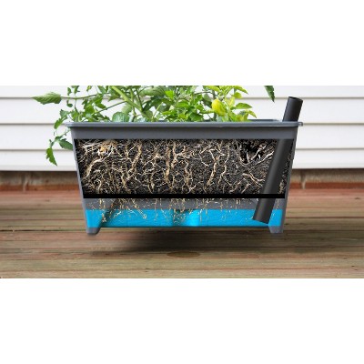 Charcoal Gray Resin Raised Bed Grow Box with Aeration Screen