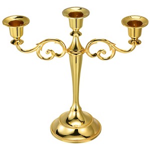 Unique Bargains Home Decor Wedding Birthday Party Dinning Table 3 Arm Metal Candelabra - 1 of 4