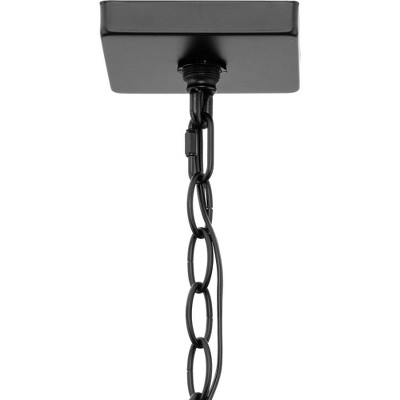 Hillcrest Matte Black 4-Light Foyer Pendant with Clear Glass Panels