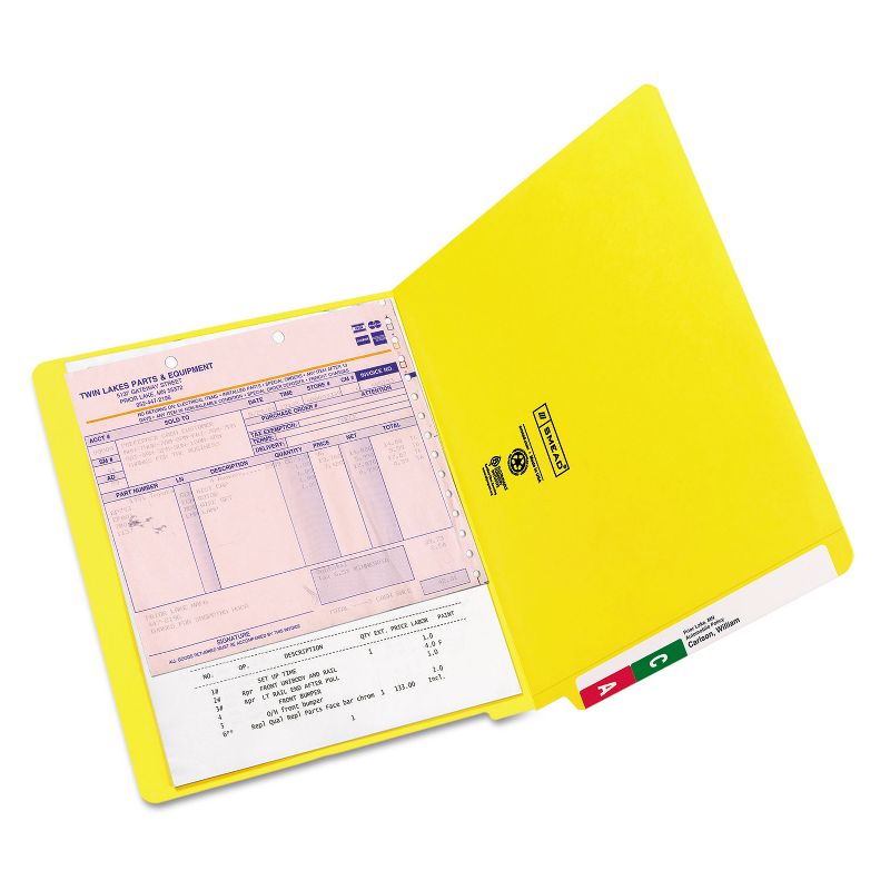 Smead Colored File Folders Straight Cut Reinforced End Tab Letter Yellow 100/Box 25910, 3 of 9