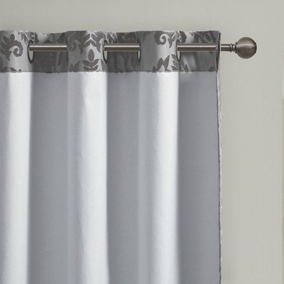 Gray Paisley Total Blackout Grommet Curtain Panel