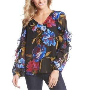 Karen Kane Womens Ruffle Sleeve Floral Pullover Blouse - 1 of 1