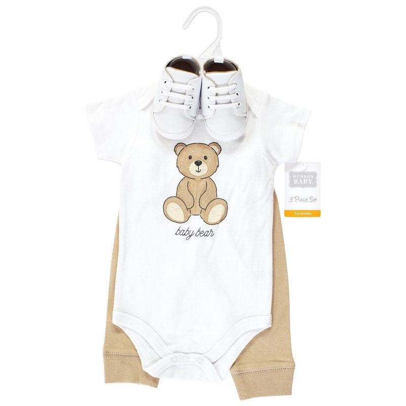 Hudson Baby Cotton Bodysuit, Pant and Shoe Set, Teddy Bears Short Sleeve, 2 of 6