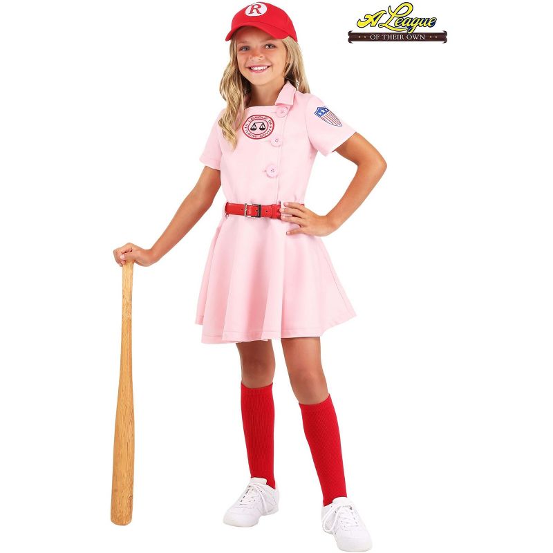 HalloweenCostumes.com League of Their Own Luxury Kids Dottie Costume For Girls, 4 of 7