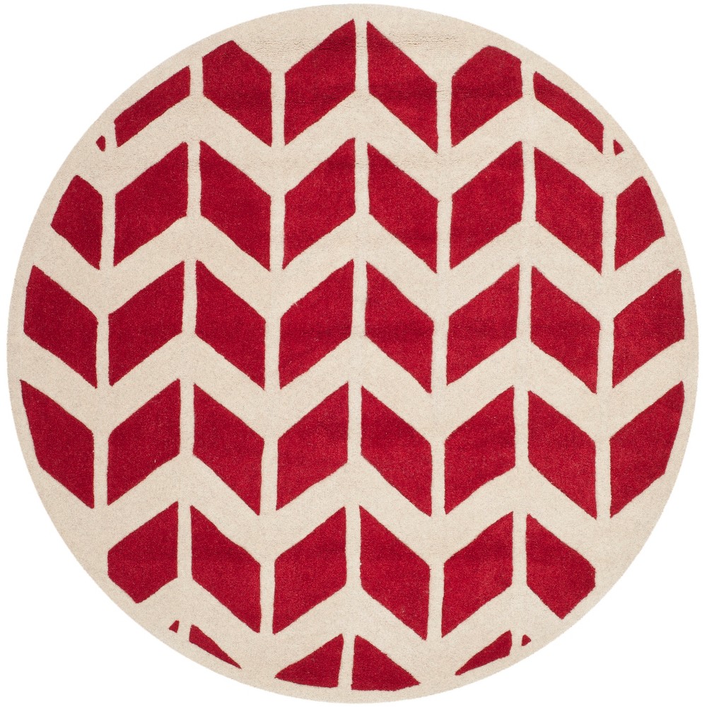  Round Kenan Solid Tufted Accent Rug Red/Ivory Round
