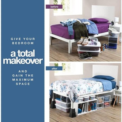 Heavy Duty Black Adjustable Bed and Furniture Risers Set
