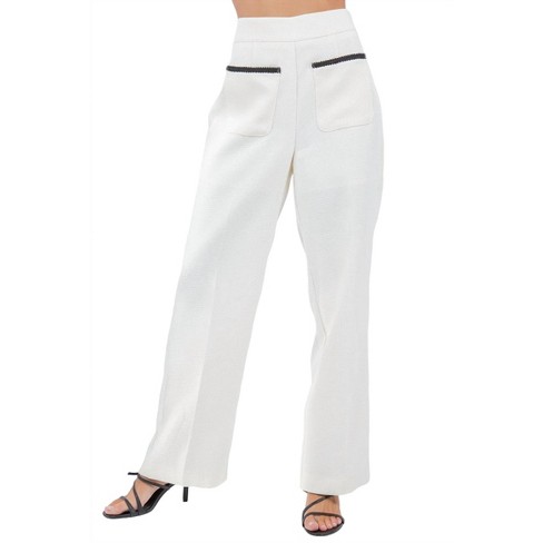 Women's Contrast Trim Pants with Pocket Detail - WHITEROOM+CACTUS - image 1 of 4