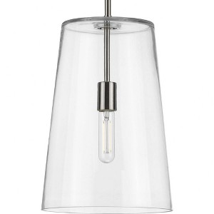 Progress Lighting Clarion 1-Light Pendant, Brushed Nickel, Clear Glass Shade - 1 of 4