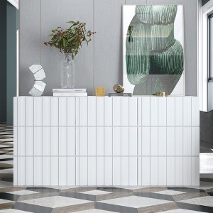 FUFU&GAGA 9 Drawer Horizontal Dresser Concealed Pullout Dresser White - 1 of 4