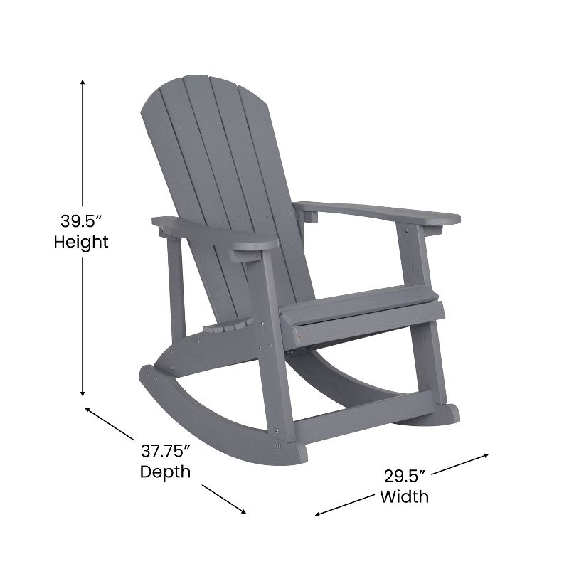 Emma and Oliver Set of 2 Marcy Classic All-Weather Poly Resin Rocking Adirondack Chairs with Stainless Steel Hardware for Year Round Use, 5 of 12