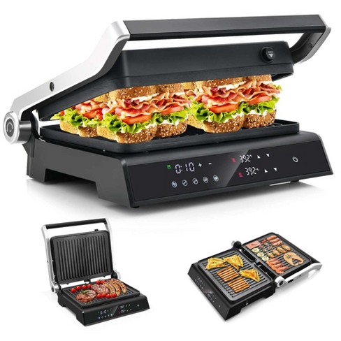 Costway Electric Panini Press Grill Sandwich Maker with LED Display &  Removable Drip Tray