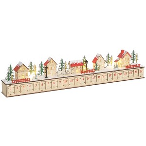 HOMCOM Advent Calendar with 24 Drawers Countdown to Christmas, Lighted Wood-Effect Advent Calendar, Battery Operated for Holiday Decoration - 1 of 4