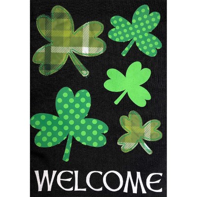 St. Patrick's Day Shamrock Burlap Welcome Flag 28" x 40"
