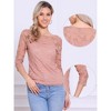 INSPIRE CHIC Women's Floral Lace 3/4 Sleeve Crew Neck Casual Elegant Blouse - 2 of 4