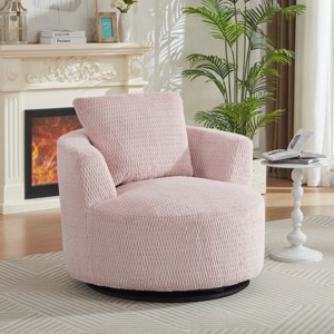 Faux Fur Swivel Accent Chair with 360° Rotation, 39.4'' Plush Lounge Seating for Living Room Bedroom-3irtyhousy - 1 of 4