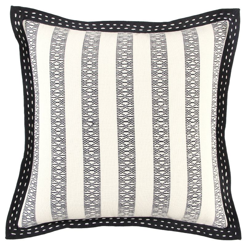 18"x18" Poly Filled Striped Square Throw Pillow - Rizzy Home, 1 of 7