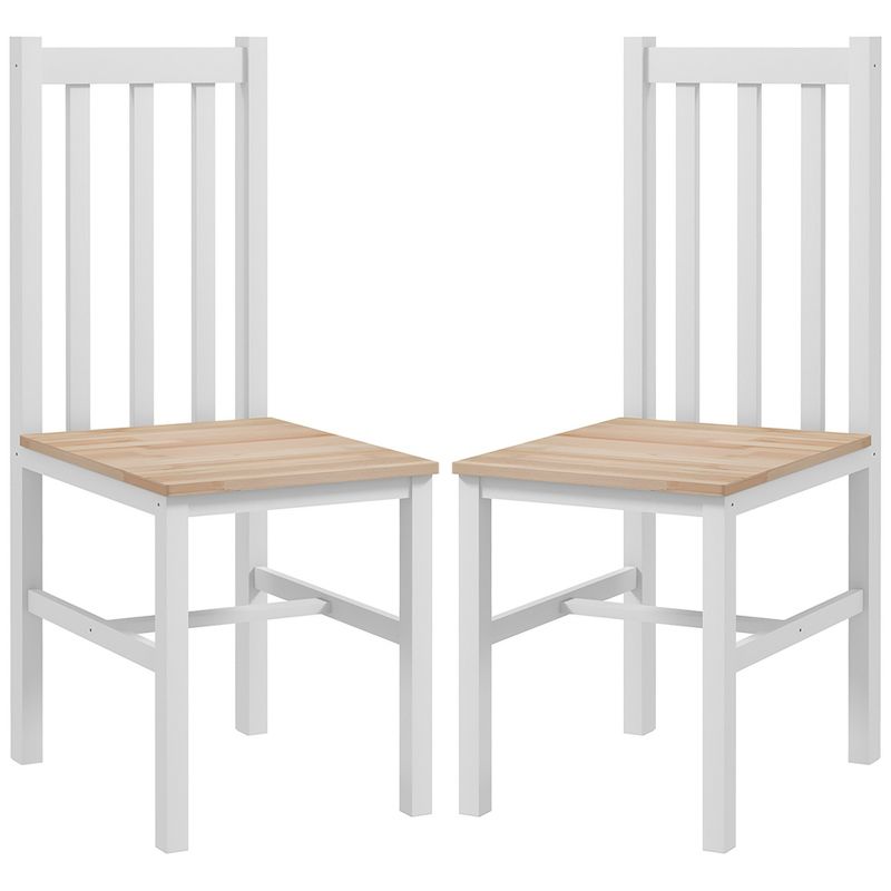 HOMCOM Dining Chairs Set, Pine Wood Kitchen Chairs with Slat Back, Farmhouse Dining Room Chairs, 4 of 7