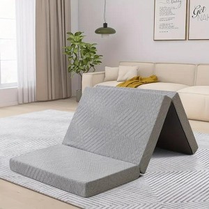 Dyonery 3/4-Inch Size Tri Folding Memory Foam Mattress Topper with Breathable & Washable Cover, Portable and Foldable Mattress for Floor - 1 of 4