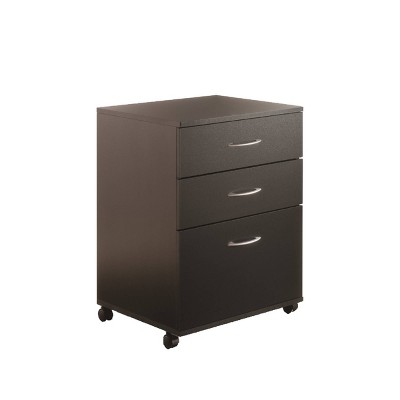 Essentials 3 Drawer Rolling Filing Cabinet Black - Nexera