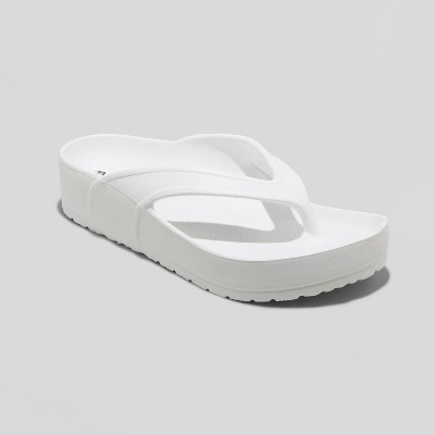 platform thong sandals white