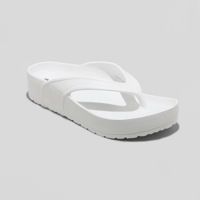 white platform flip flops