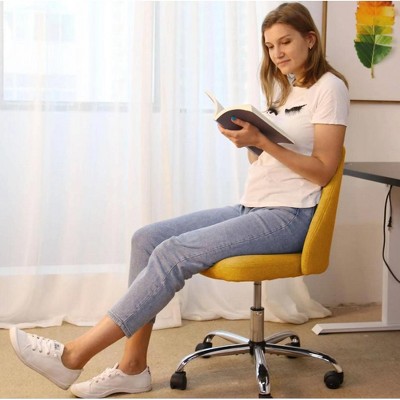 DOMETOUR 1Pc Modern Fabric Armless Adjustable Swivel Office Desk Chairs with Wheels
