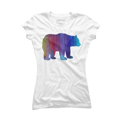 Adult Design By Humans Melting Rainbow Watercolor Bear By Maryedenoa T-Shirt