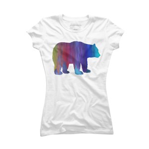 Adult Design By Humans Melting Rainbow Watercolor Bear By Maryedenoa T-Shirt - 1 of 2