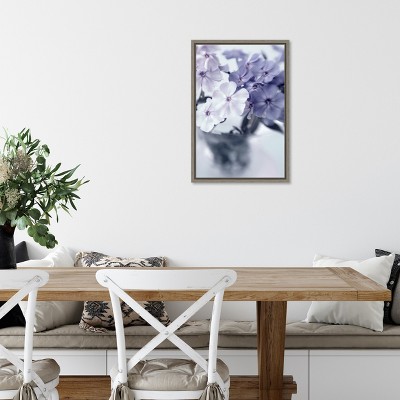 Violet Hydrangea Closeup Canvas Print with Gray Frame