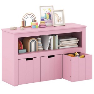 Costway Storage Cabinet 3 Drawer Chest w/Wheels Large Storage Cube Shelf - 1 of 4