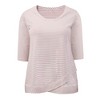 Women's Plus Size Striped Scoop Neck 3/4 Sleeve Crossover High Low Hem Loose Casual Blouse - GRACE & GRANDEUR - 4 of 4