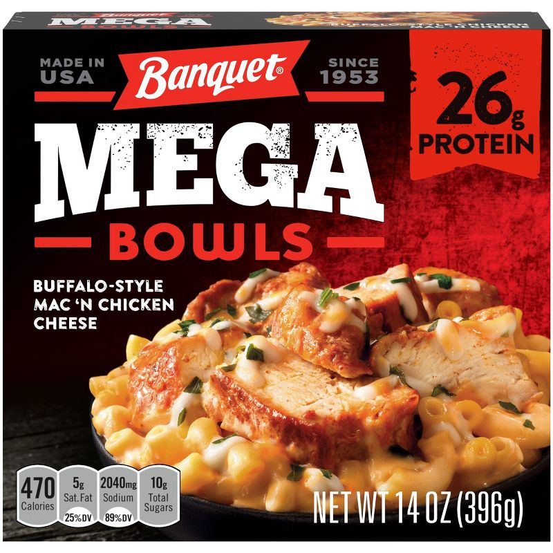 Banquet Mega Bowls Frozen Buffalo Style Chicken Mac &#39;N Cheese - 14oz, 1 of 8