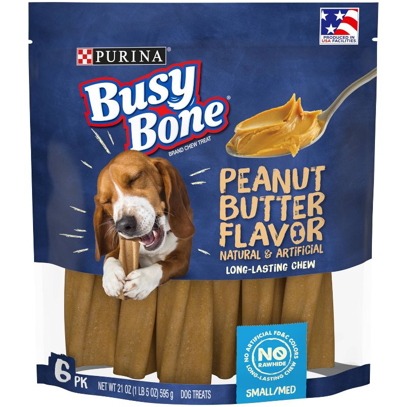 Purina Busy Bone Peanut Butter Flavor Small Medium Long Lasting Chewy Dog Treats, 1 of 9