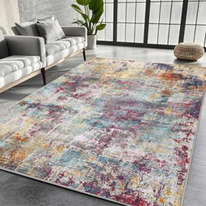 Washable Non-Slip Area Rugs: Modern Abstract Neutral Carpet, Soft Stain Resistant Rugs for Living Room, Bedroom, Home, Office - 1 of 4