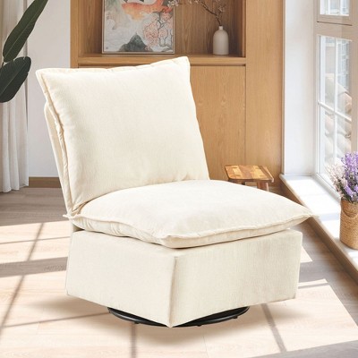 Okak Chenille 360 Degree Accent Swivel Chair with Removable Cushion Comfy Upholstered Single Sofa for Living Room Office Lounge
