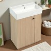 21.6" Freestanding Bathroom Vanity with Ceramic Sink, Wood Grain Finish, Side Storage & Tissue Holder, Small Space Cabinet - 4 of 4
