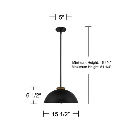 Janie Modern Industrial Black and Gold Dome Pendant Light