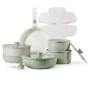 CAROTE 18pc Nonstick Cookware Set, Pots and Pans Set with Detachable Handle, Green - 1 of 4