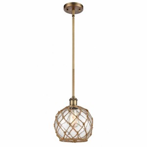 Farmhouse Rope - 1 Light Stem Hung Mini Pendant In Industrial Style-10 Inches Tall and 8 Inches Wide - 1 of 1