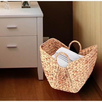 Large Natural Wicker Laundry Basket with Round Handles