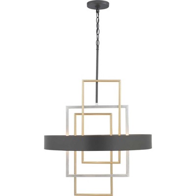 Adagio Modern 6-Light Circular Matte Black Pendant with Geometric Accents