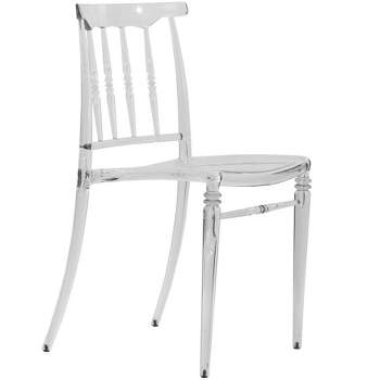LeisureMod Spindle Modern Acrylic Dining Chair Stackable Design, Clear