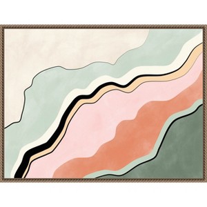 Amanti Art Pink and Green Abstract by Elena Ristova Canvas Wall Art Print Framed 30 x 23-in. - 1 of 4