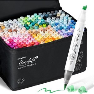 Ohuhu Alcohol Markers 216 Colors Brush & Chisel, Brush Tip Art