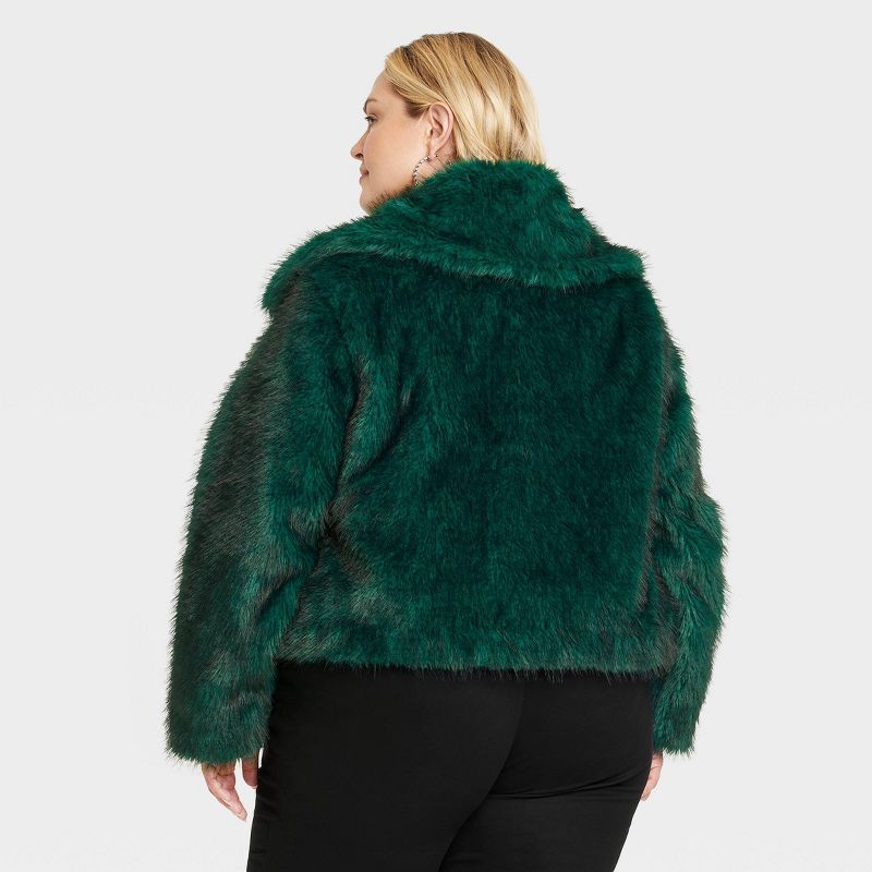 Women's Cropped Faux Fur Jacket - Ava & Viv™, 2 of 4
