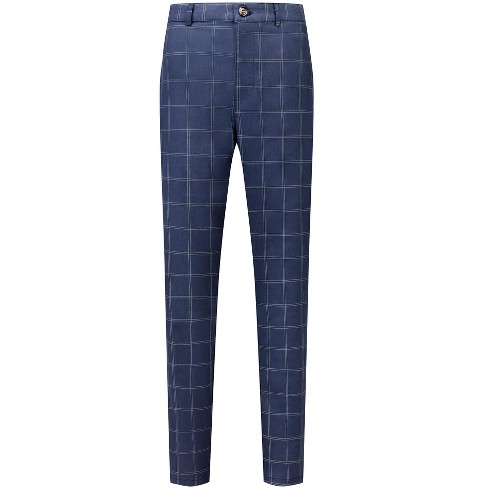 Lars Amadeus Men's Big And Tall Business Formal Office Plaid Dress Pants  Navy Blue 40 : Target